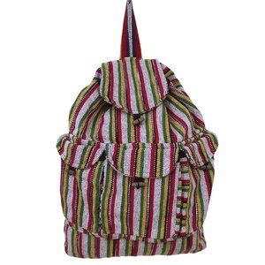 Vintage 90s Om Sai Ram Craft Nepal Backpack Boho Tapestry Tote Utility Travel